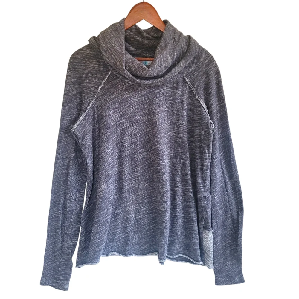 Free People Beach Oversized Cowl Neck Lightweight Knit Top Gray Womens